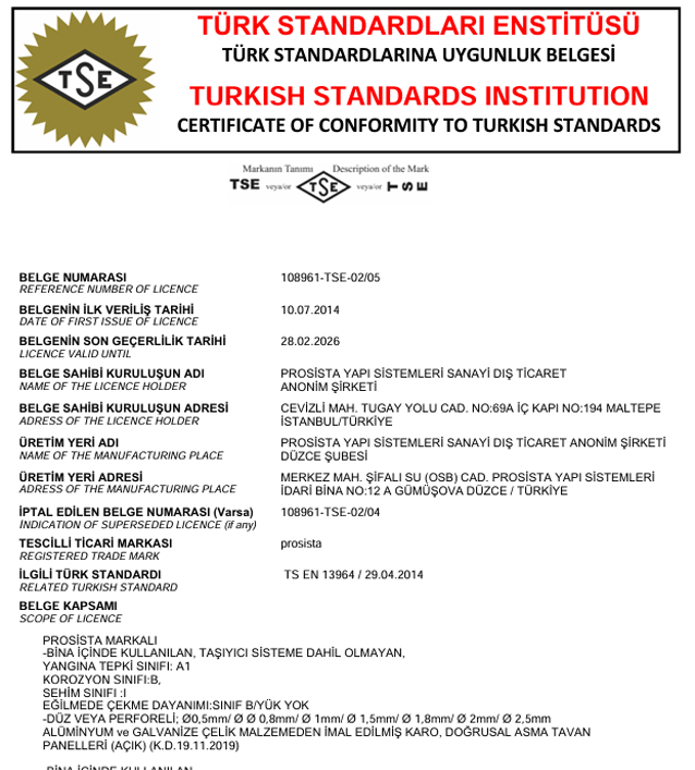TS EN 13964 Standardı Uygunluk Belgesi